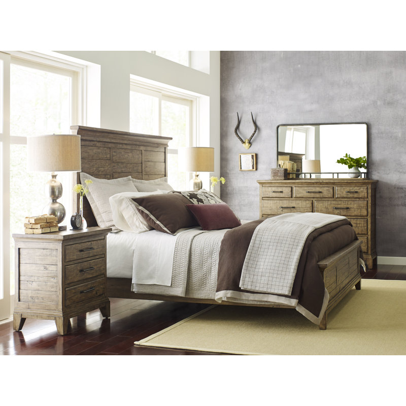 Camilly Solid Wood Panel Bed, King