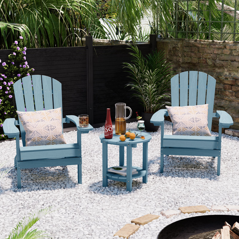 18" Outdoor All Weather Side Table, Blue