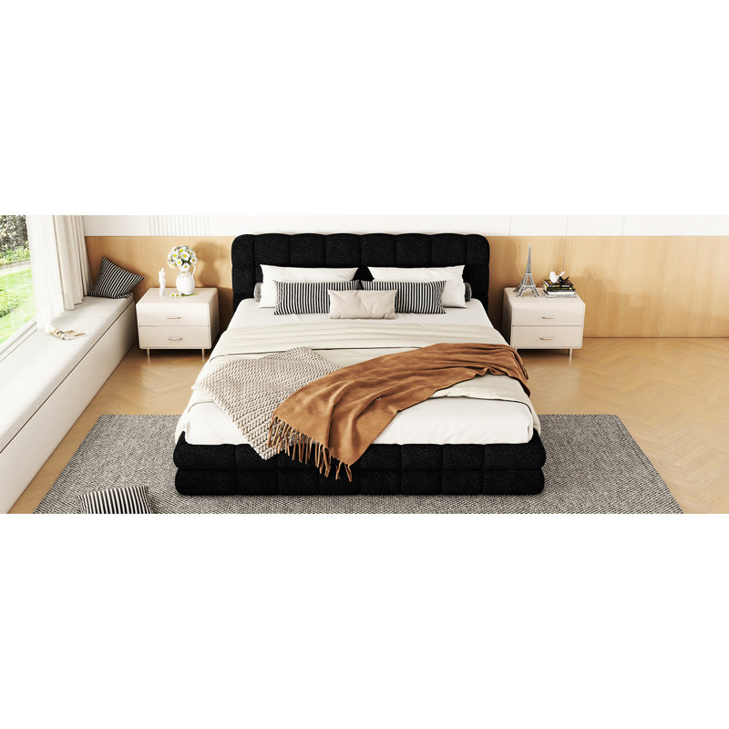 Grand lit tapissier, noir - Style intemporel pour la fabrication de matelas de chambre à coucher, Black