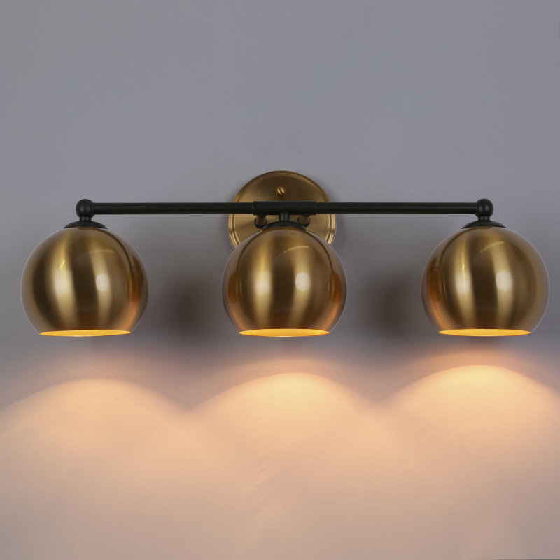 Lateefah-A 3 - Light Dimmable Modern Black/Brass Globe Vanity Light
