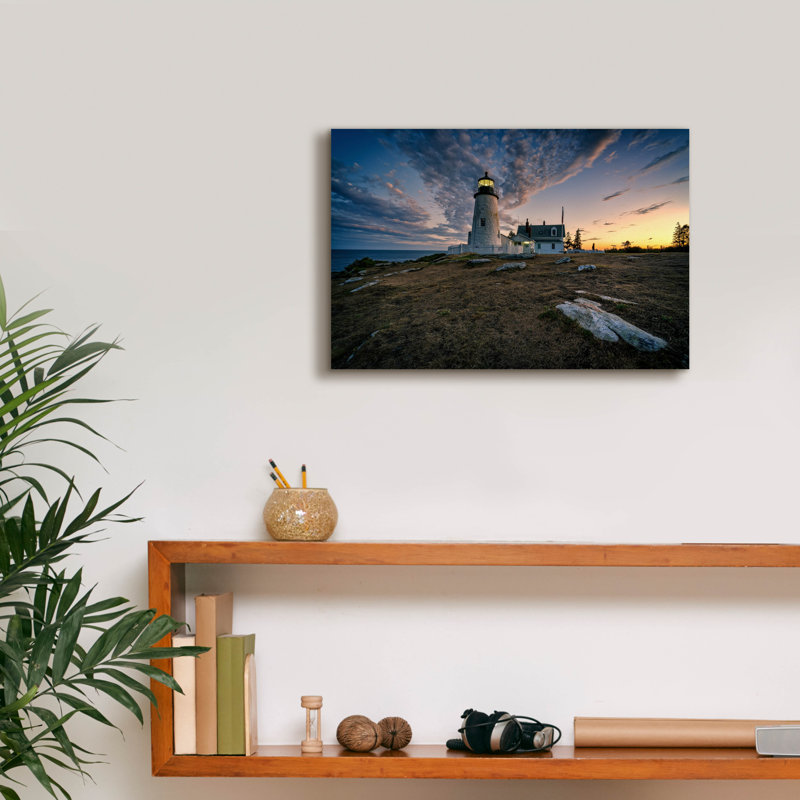 «Twilight At Pemaquid Point» par Rick Berk, art mural sur toile, H 12 po x l 18 po x P 0,75 po