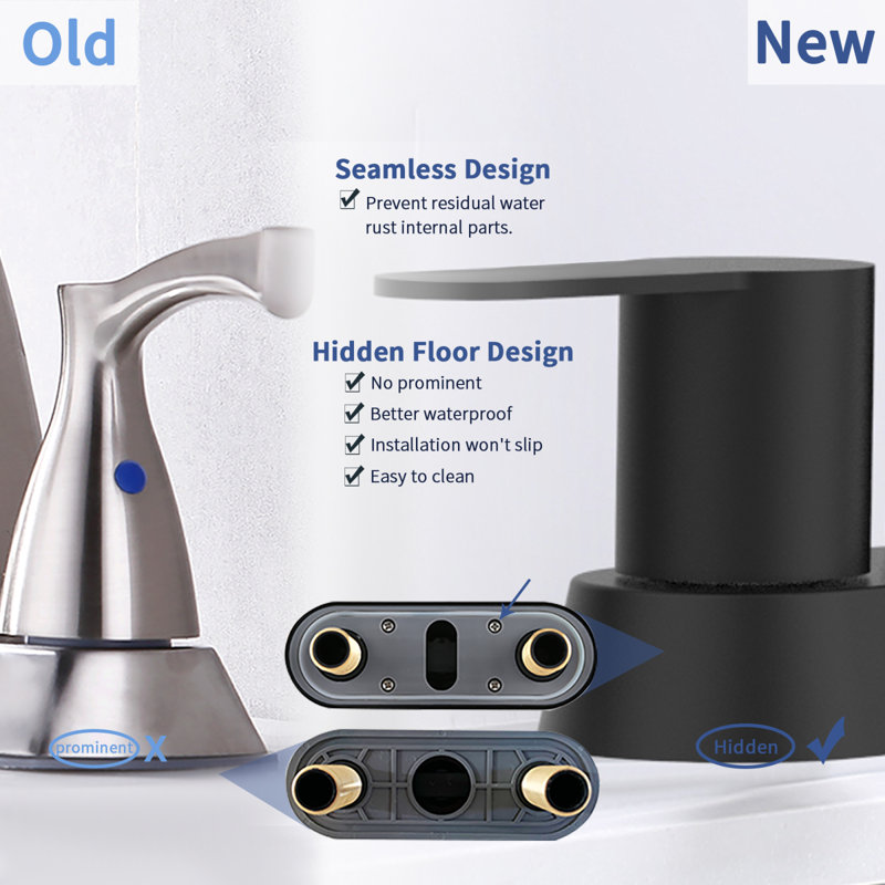 Degree Swivel Dual-handle Matte Black Metal Faucet For Modern Bathroom