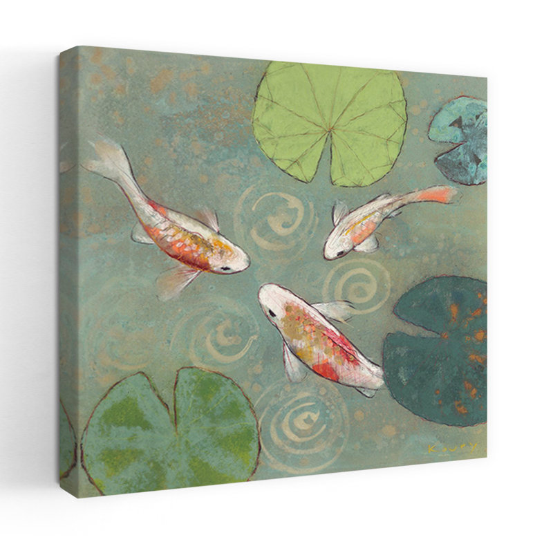 «Floating Motion I Contemporary Fish Lily», art animalier, H 18 po x l 18 po