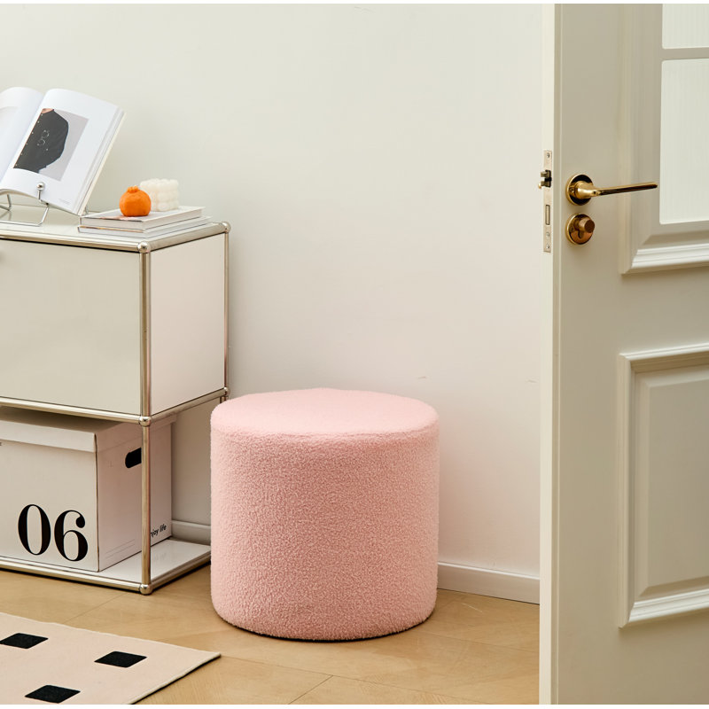 Upholstered Pouf, Pink