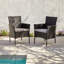 Dubose 4 Seater Rattan Round Garden Dining Set with Cream Parasol - Black-119009402