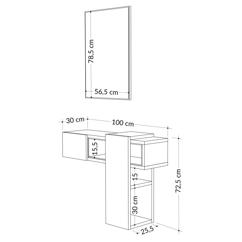 Dressing Table with Mirror Stylish Vanity Table for Bedroom Organization, Grey/White
