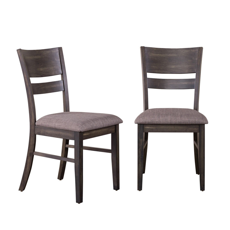 Chaises de salle à manger à dossier en lattes de bois massif Almeta