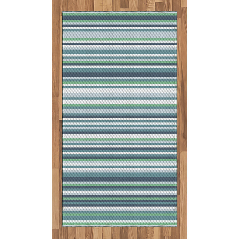 Striped High Density Long Fiber Poly Threads Decorative Area Rug Carpet, Rectangle 2'7" x 5'