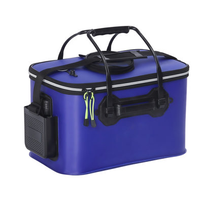 Seau de pêche pliable 6Gal EVA Boîte de rangement pour appâts de pêche imperméable avec filet supérieur