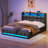 Jilissa Upholstered Bookcase Lift Up Storage Bed with Charging Station and RGB LED Lights-688655817-688655814