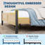 Structure de lit double en rotin avec tête de lit en osier tressé à la main, base de lit plateforme Boho, rangement sous le lit, aucun sommier requis, lattes de bois, assemblage facile, silencieux-1816765967