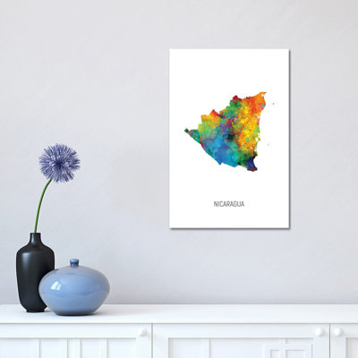 Nicaragua Map by Michael Tompsett - Wrapped Canvas Print