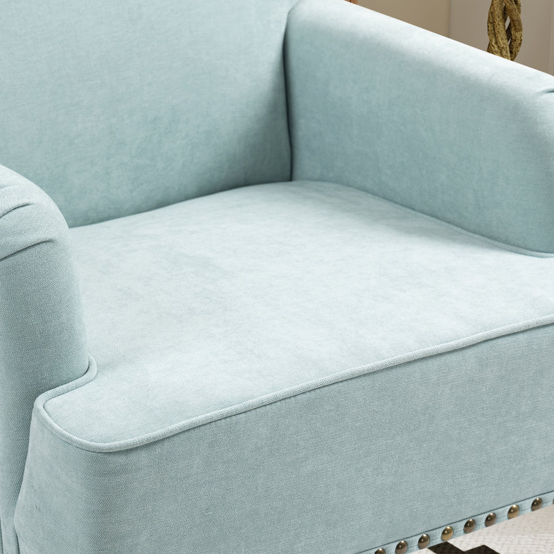 29" W Upholstered Accent Armchair With Nailhead Trim, Sage Polyester
