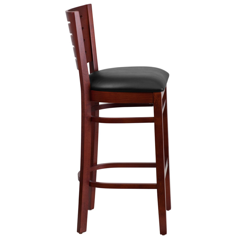 Tabouret de bar Kadircan, Vinyle - Noir, Acajou, 1