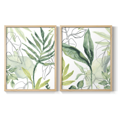 Tropical Palm Chorus III - reproduction encadrée de qualité supérieure - prête à être accrochée - aucun clou requis - aucun clou requis