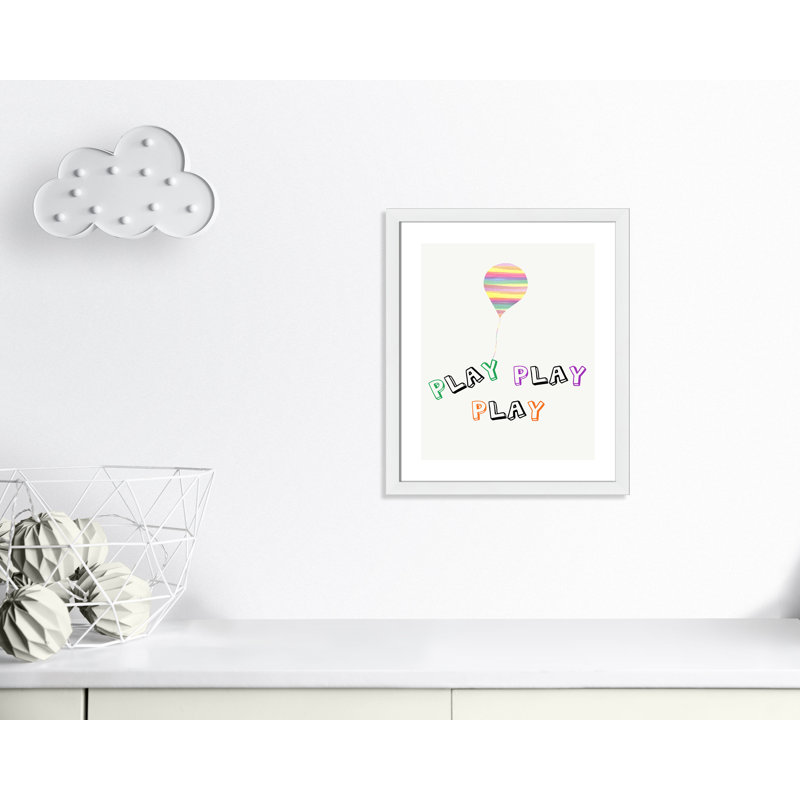 Play Play Play, impression sur papier, H 24,5 po x l 20,5 po x P 0,6 po, Encadré plat blanc
