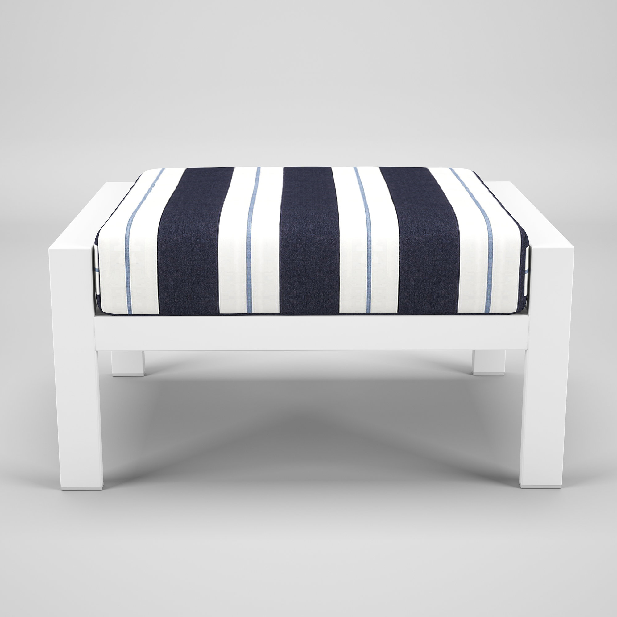 Townsend Metal Outdoor Ottoman With Sunbrella Cushion, Relate Harbor