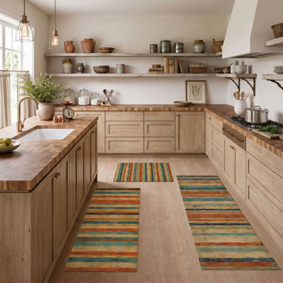 Striped Pattern Non-Slip Washable Kitchen Mats