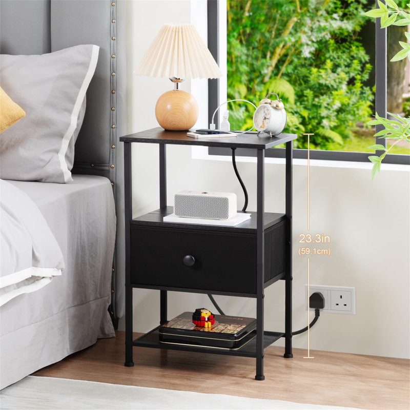 38.9cm W Metal Bedside Table