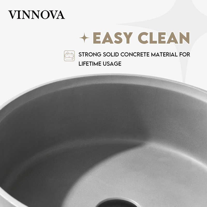 Almonte 15.4'' Circular Industrial Gray Stone Vessel Sink