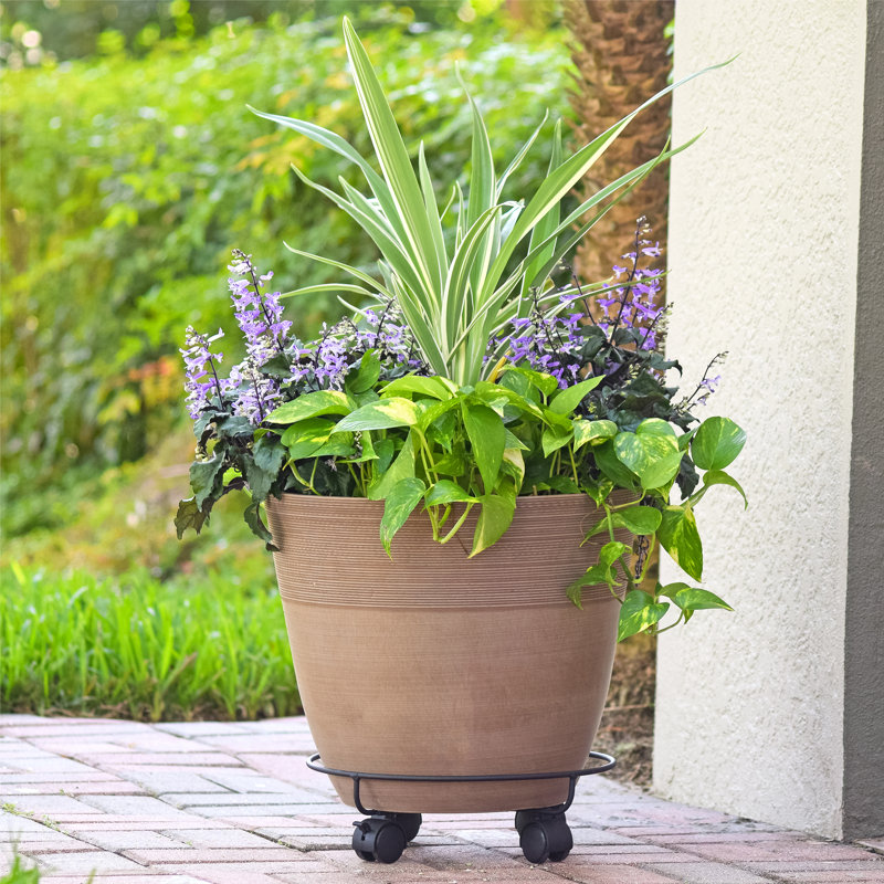 Alphonsus Metal Weather Resistant Caddy Plant Stand, 13.8"
