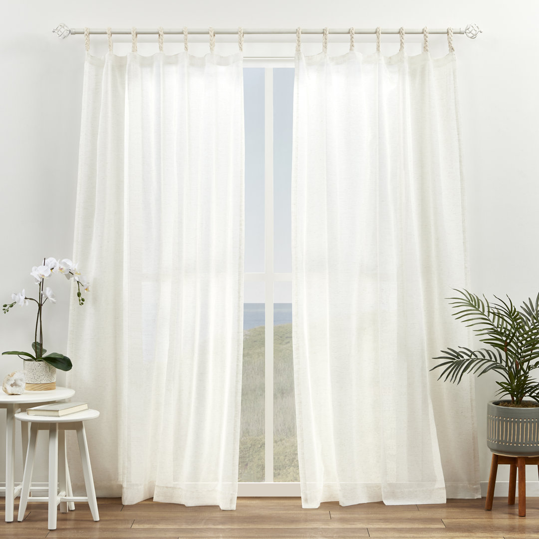 Exclusive Home Duncan Sheer Braided Tab Top Curtain Panels Amalgamated Textiles Size per 