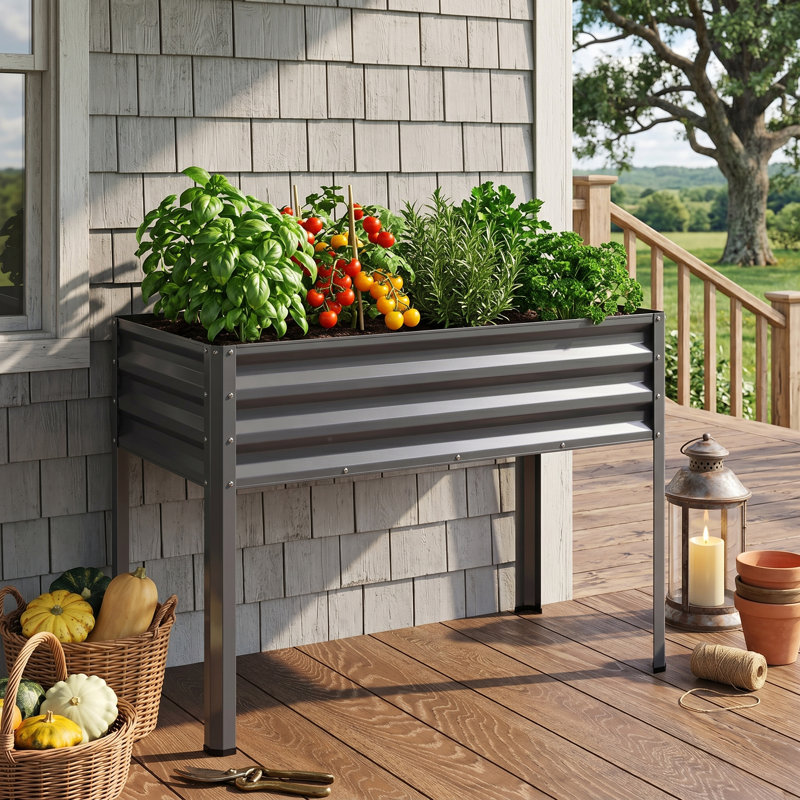 Large Electro-Coating Rust-Proof Metal Raised Garden Bed, Sturdy Elevated Support Legs & Pre-Drilled Drainage Holes, Weather-Resistant Anti-Corrosion Design