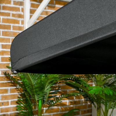 Balancelle à 3 porches avec auvent et rembourrage doux, coussin de jardin confortable à finition noire pour l'extérieur