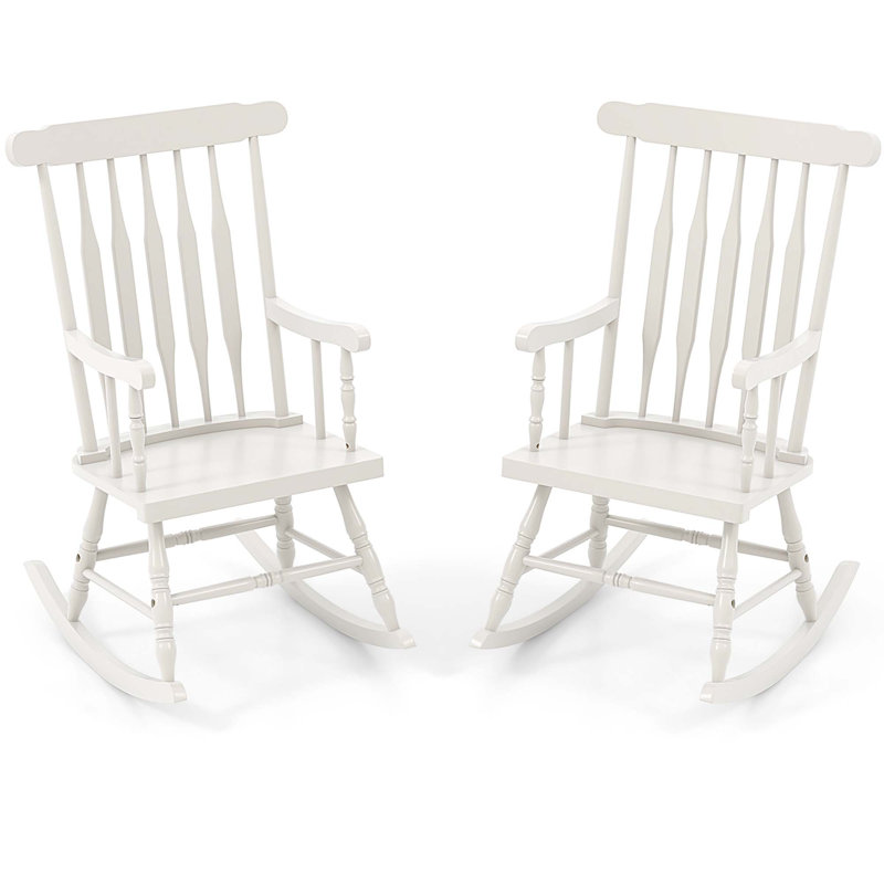 Chaise berçante d'extérieur en bois massif Joffe, Blanc