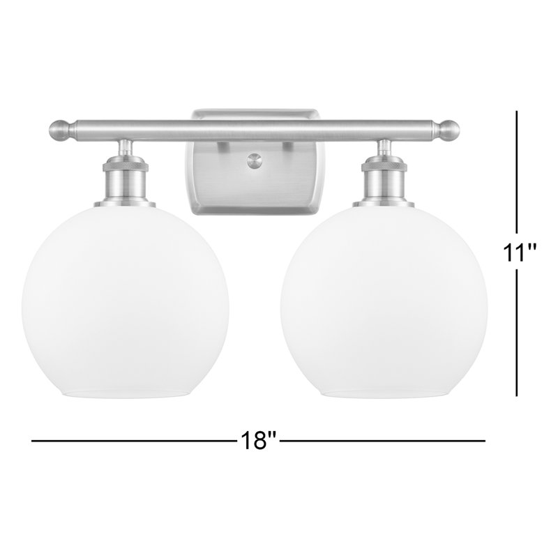 Baptista 2 - Light Dimmable Vanity Light, 6 Watt Vinage LED Bulb, Clear Crackle, Brushed Satin Nickel