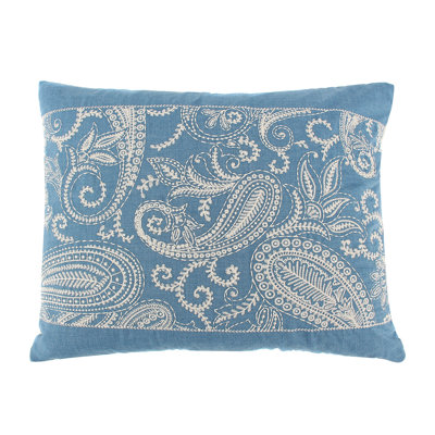 Khotan Red Embroidered Blue Pillow