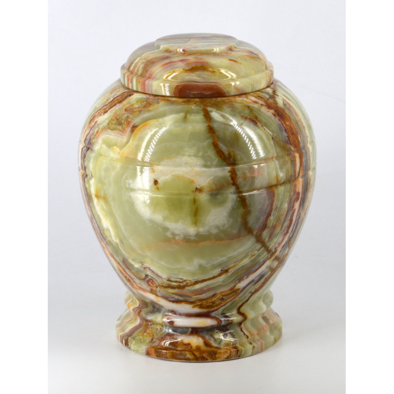 Shaw Handmade Stoneware Decorative Urns & Jars, Whirl Green Onyx, 6" H x 4" W x 4" D