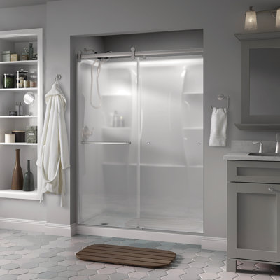 50.12" - 58.05" W x 70.27" H Double Sliding Semi-Frameless Shower Door