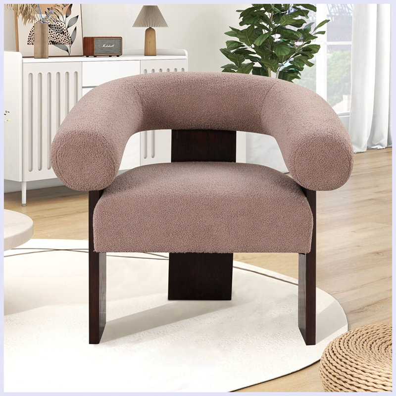 Fauteuil demi-tonneau de 32,6 po Vanise, Velours brun