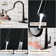 Fireclay Farmhouse Apron Kitchen Sink With LED Function Kitchen Faucet