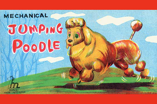 « mecanique sauting caniche », affiche rétro, H 44 po x l 66 po