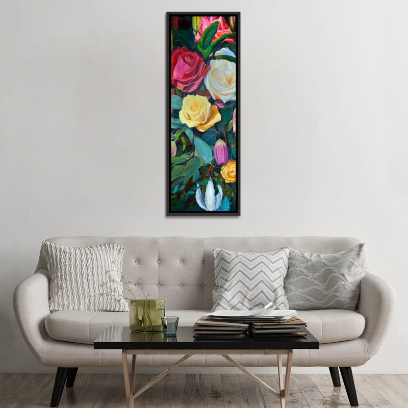 «Baroque Flower Triptych Panel II» par Sandra Lafrate, reproduction d'art graphique sur toile, H 60 po x l 20 po x P 1,5 po