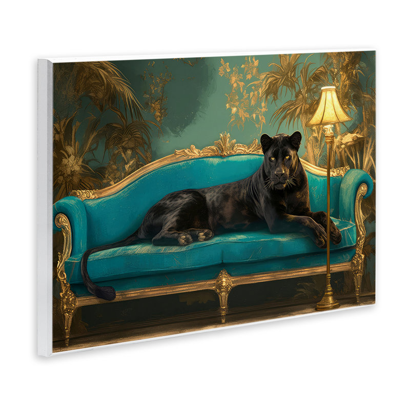 Plaque murale Exotic Lounging Panther, design par Tina LeCour, H 13 po x l 19 po