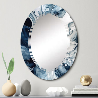 Miroir mural bleu gris et gris Elixir, abstrait moderne - bleu gris