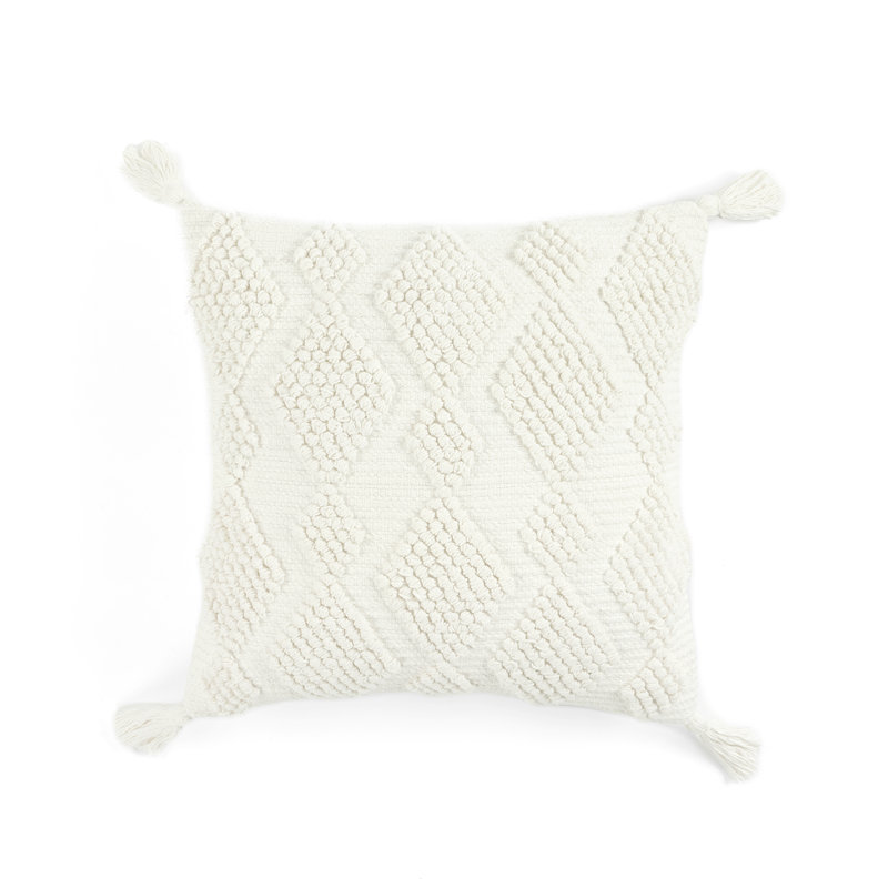  100% Cotton Throw Square Pillow Cover & Insert, Snow White