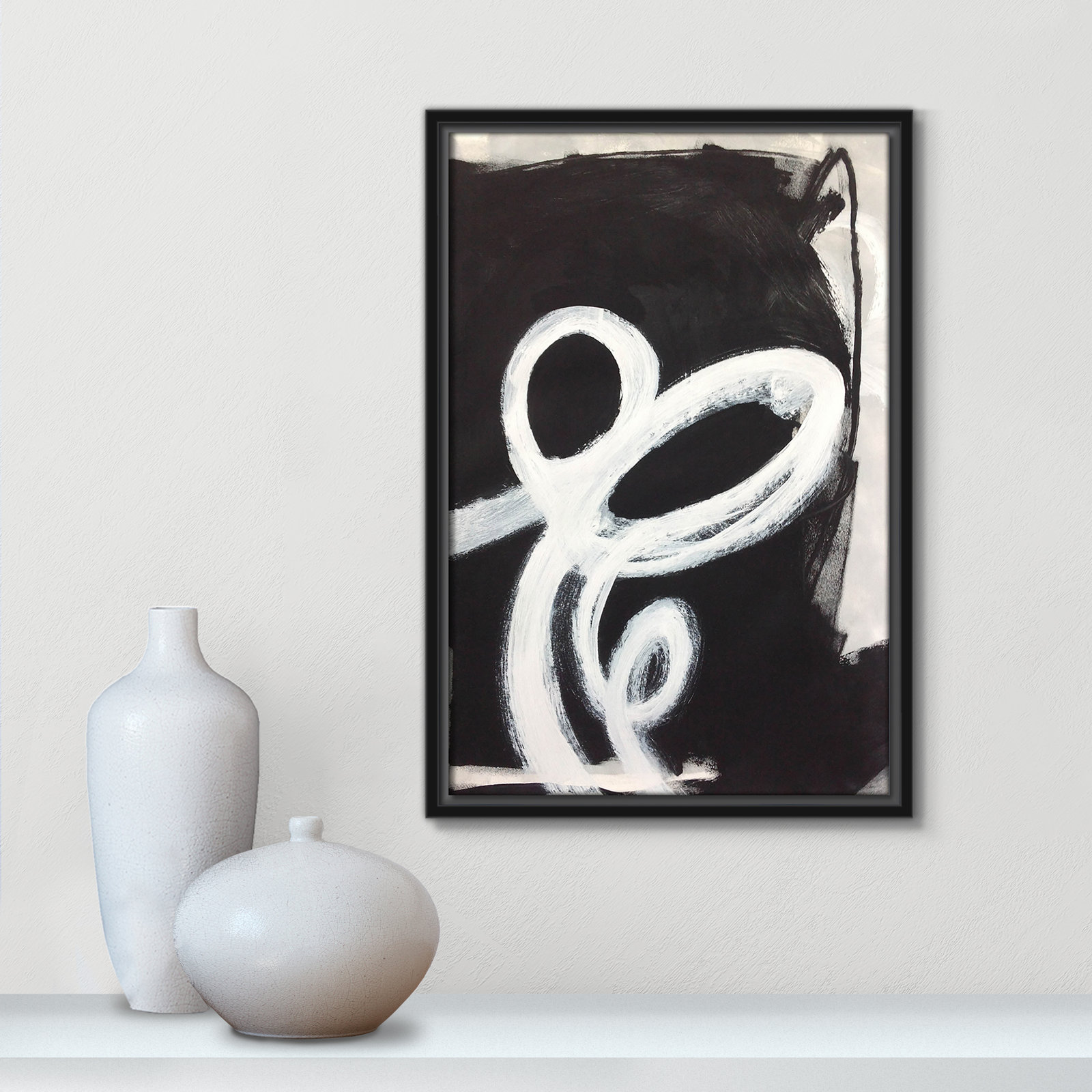 Bronte "Swirly Swirls II" Print, 19.5" H x 13.5" W x 2" D, Black Floater Framed, No Mat