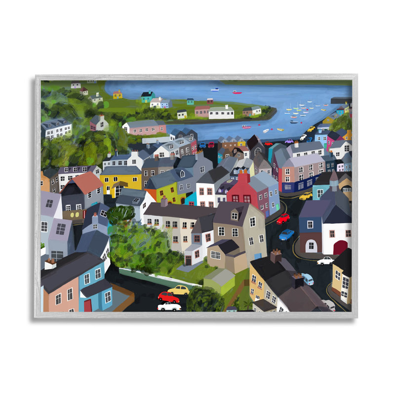 Voisinage de maisons de quartier par Carla Daly - impression sur toile, H 11 po x l 14 po x P 1,5 po