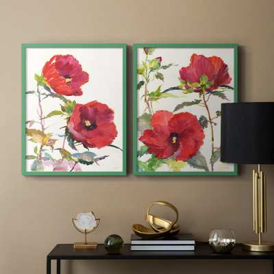 Impression encadrée Hibiscus Glow I-Premium - prête à être accrochée - aucun clou requis - aucun clou requis