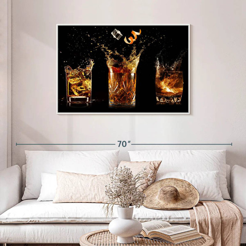 Verre à whisky éclaboussant, Cadre flottant blanc, 43 po x 29 po