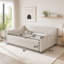 Lit de jour convertible rembourré avec dossier capitonné, canapé-lit polyvalent 3 en 1 avec lit gigogne escamotable et rangement latéral-129411595-129411596