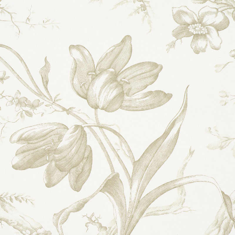 Toile De Fleurs Wallpaper, Birch