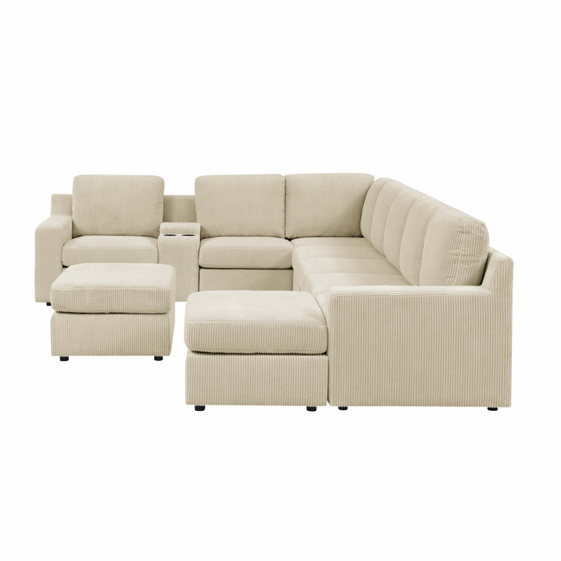 Lunaris Sectional, Beige Corduroy