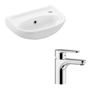 Ondine White Pedestal Bathroom Sink Combo with Overflow Hole