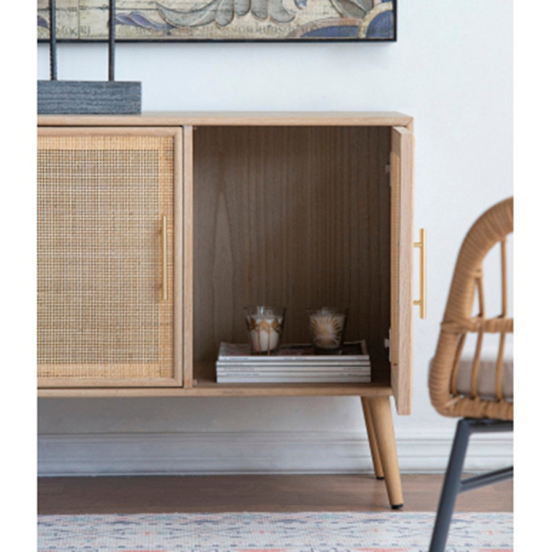 Meuble télé 47,2 x 15,2 x 30,7 po en bois brun avec trois portes
