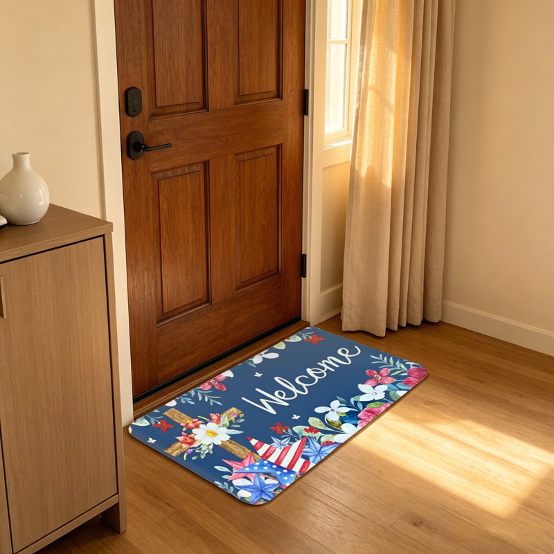 Tapis de bienvenue Patriotic Cross Floral